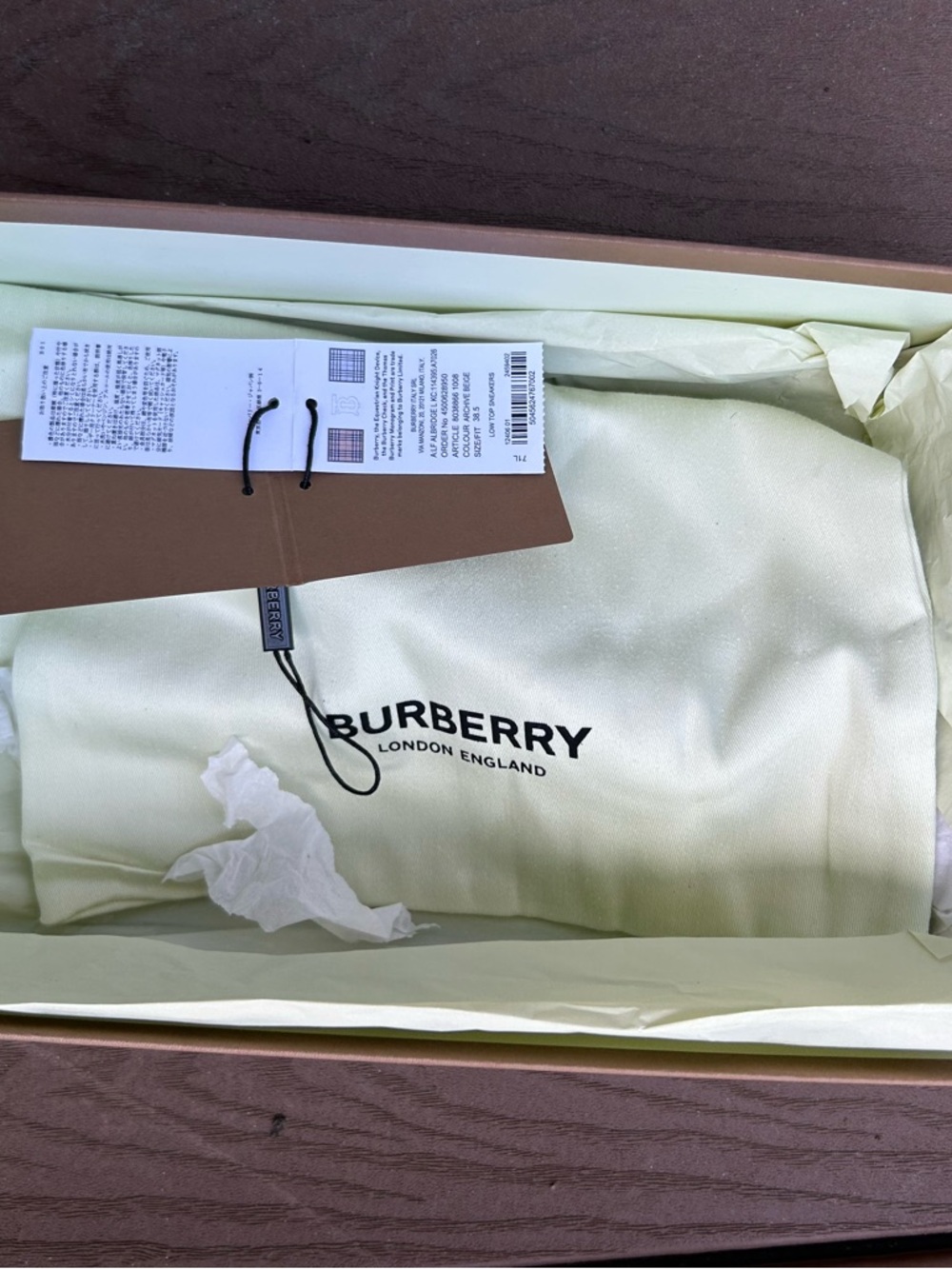 Burberry Beige/Tan Check Leather Low-Top Sneakers with White Soles - Picture 5 of 7